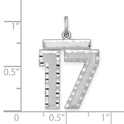 Sterlingsilber Rhodiniert Groß #17 Charm