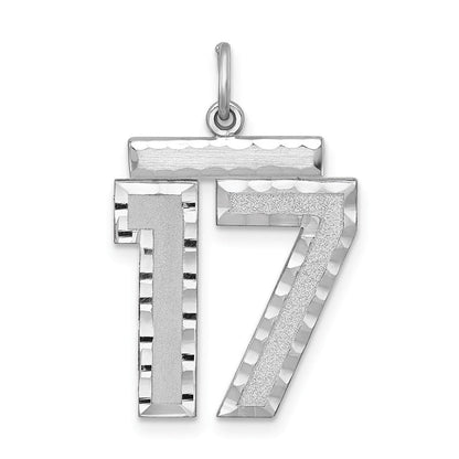 Sterlingsilber Rhodiniert Groß #17 Charm