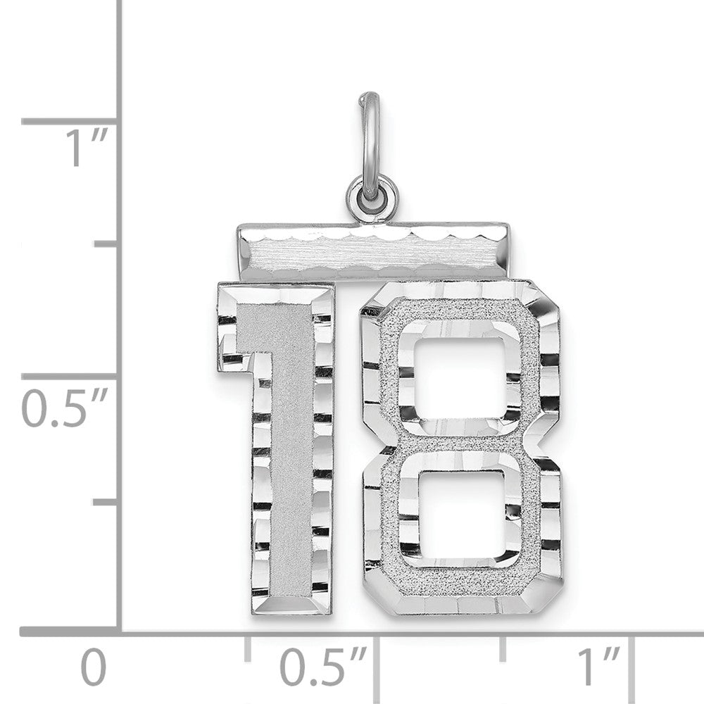 Sterlingsilber Rhodiniert Groß #18 Charm