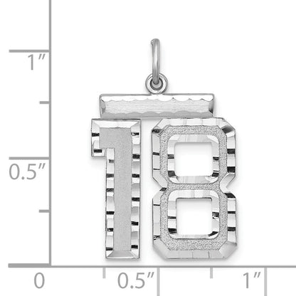 Sterlingsilber Rhodiniert Groß #18 Charm