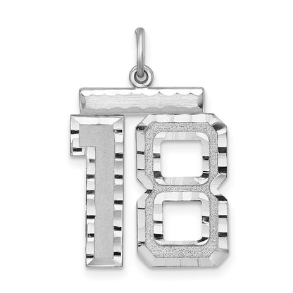 Sterlingsilber Rhodiniert Groß #18 Charm