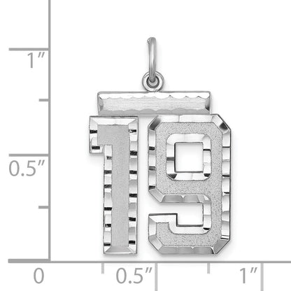Sterlingsilber Rhodiniert Groß #19 Charm