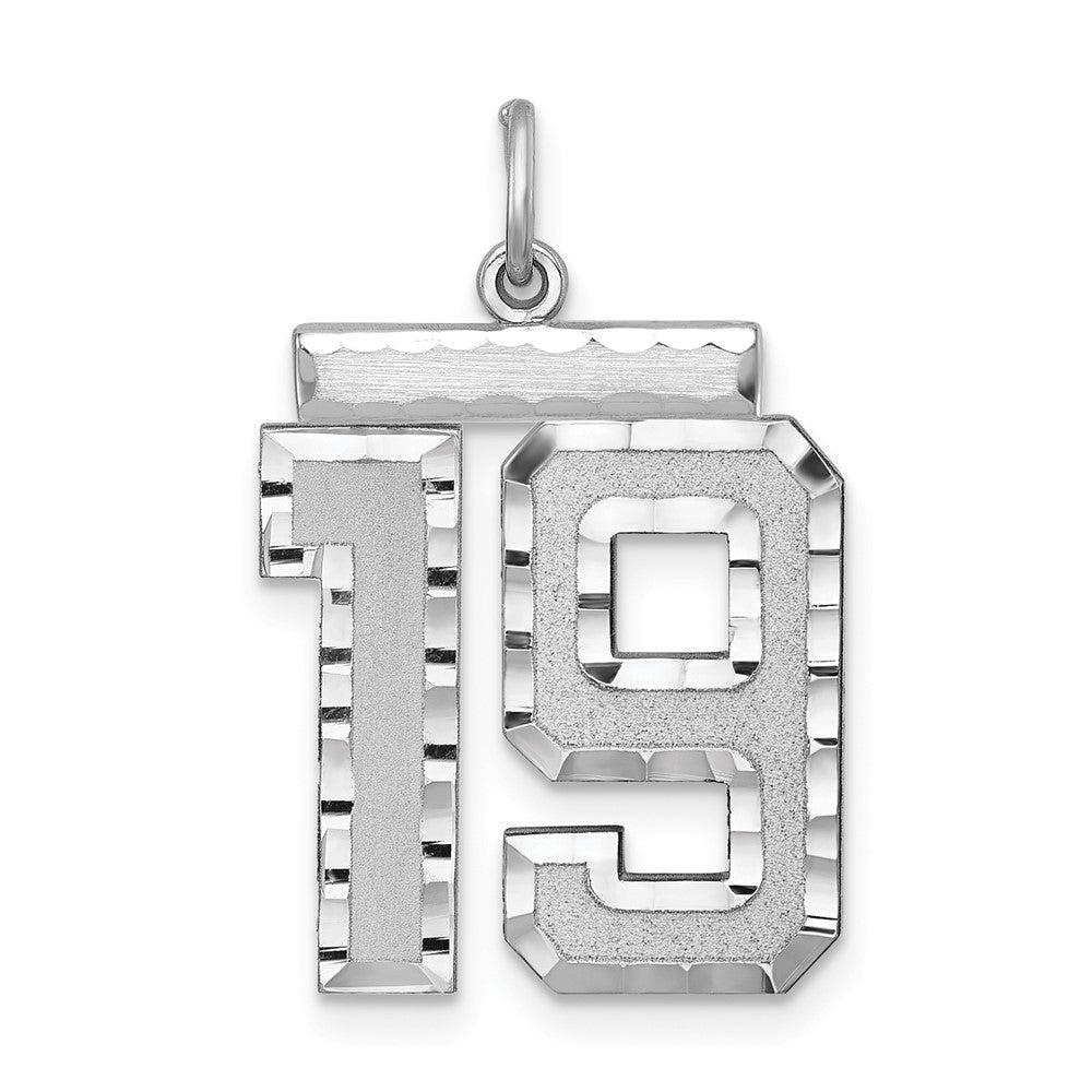 Sterlingsilber Rhodiniert Groß #19 Charm