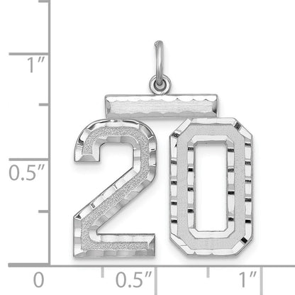 Sterlingsilber Rhodiniert Groß #20 Charm