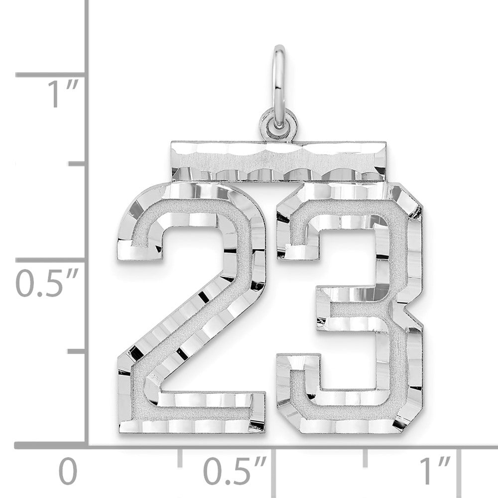 Sterlingsilber Rhodiniert Groß #23 Charm