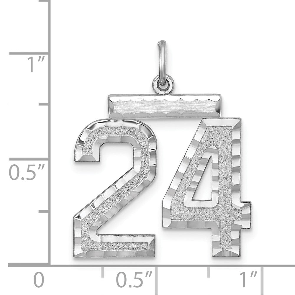 Sterlingsilber Rhodiniert Groß #24 Charm