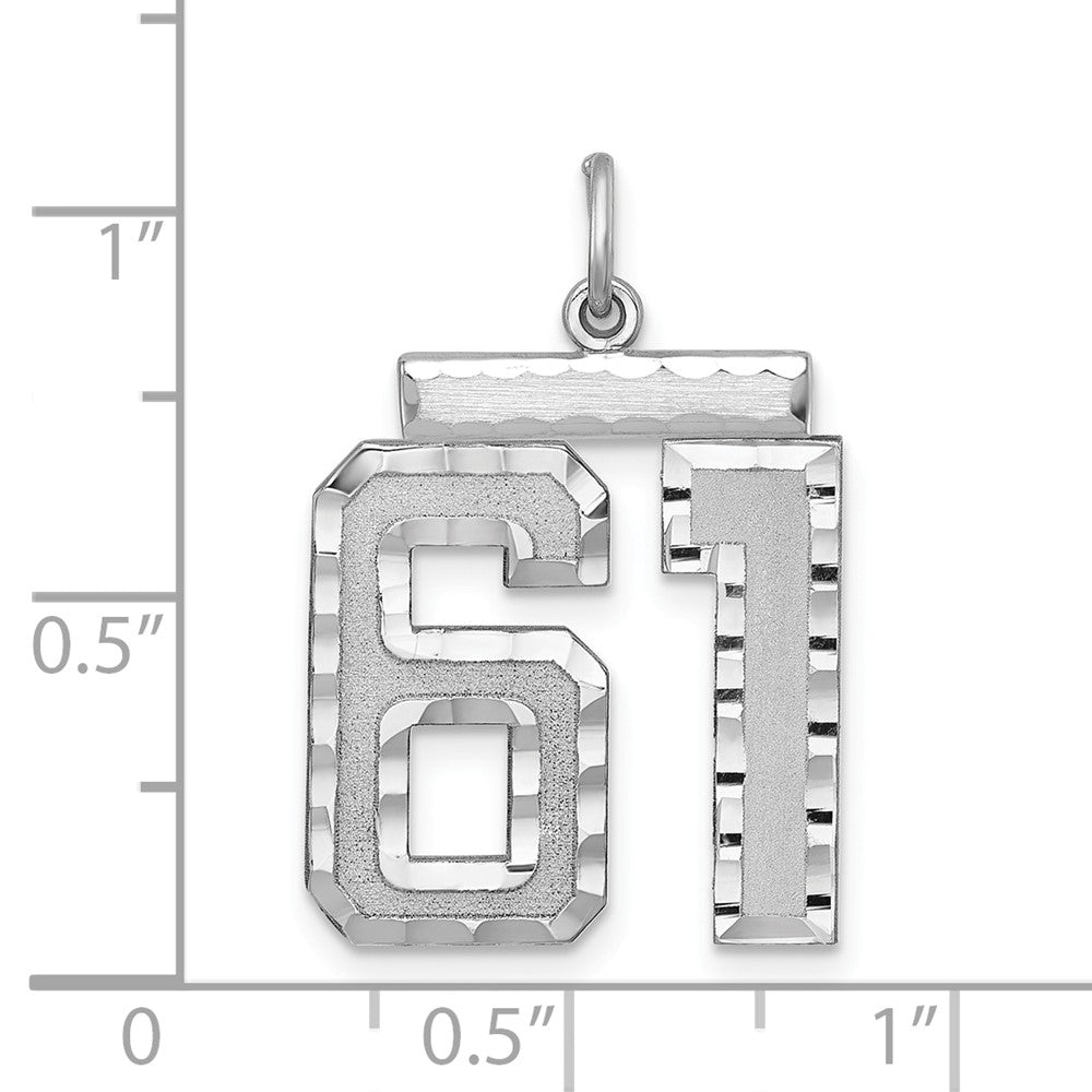 Sterlingsilber Rhodiniert Groß #61 Charm