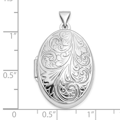 Sterlingsilber Rhodiniert Ranke Oval Medaillon