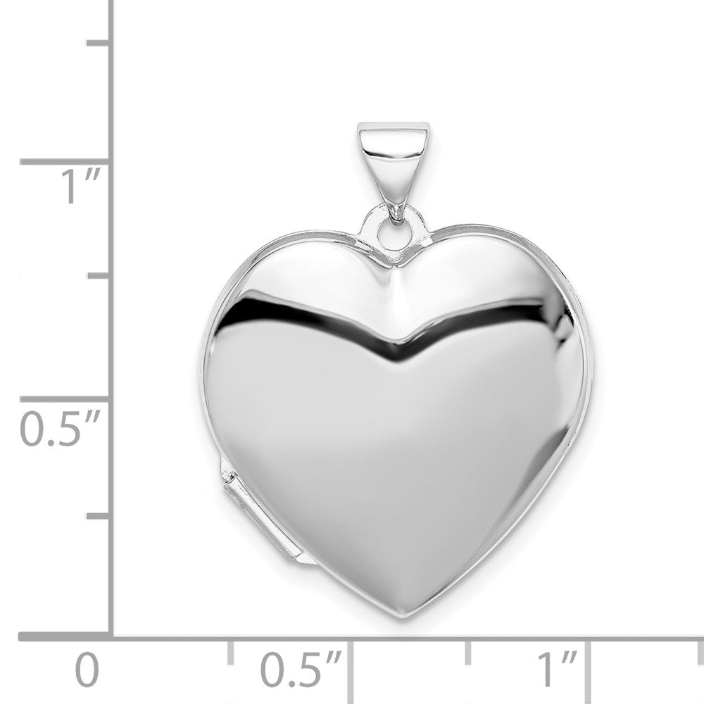 Sterlingsilber Rhodiniert Schlicht 21mm Herz Medaillon