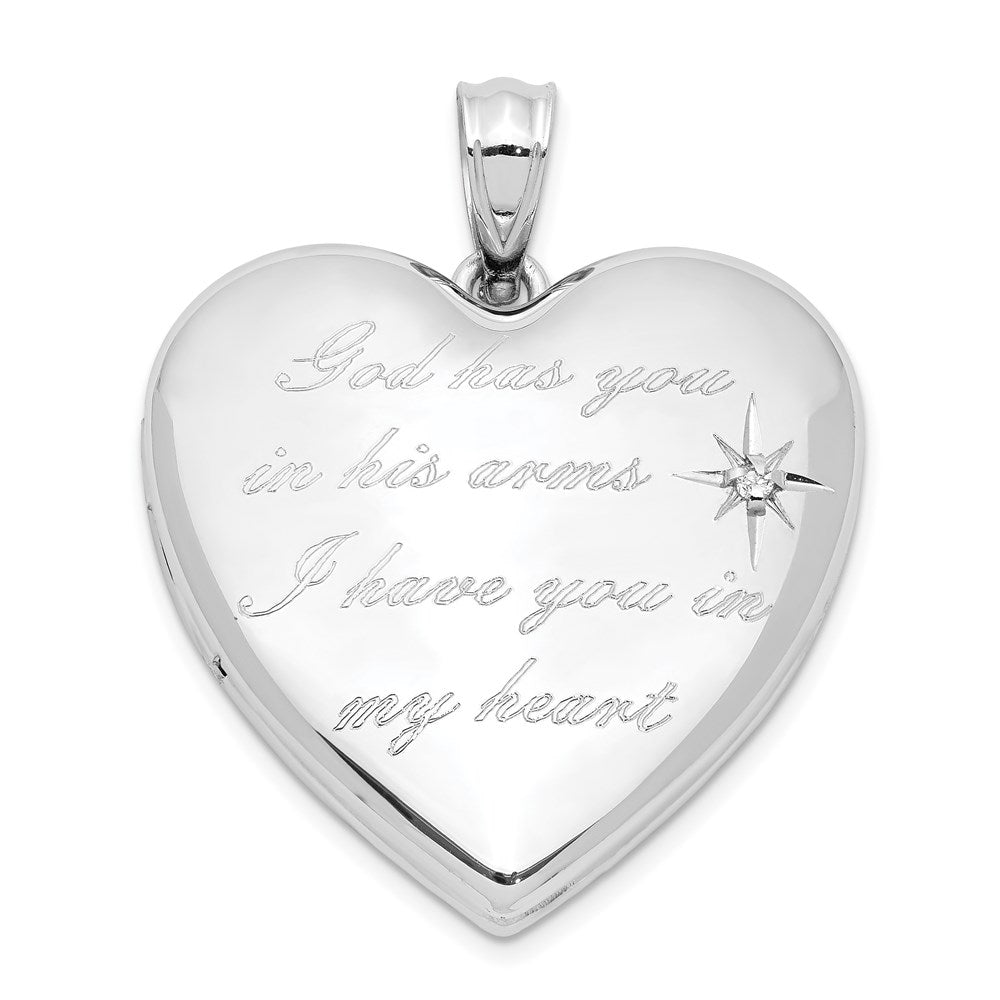 Sterlingsilber Rhodium-plate God Has. Diamant Ash Halter Herz Medaillon
