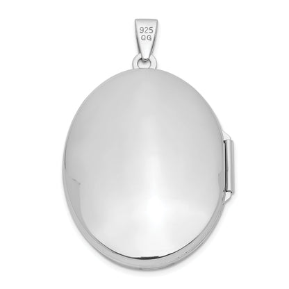 Sterlingsilber Rhodiniert Poliert 32mm Oval Medaillon
