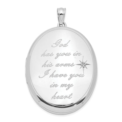 Sterlingsilber Rhodiniert God Has. Diamant Ash Halter Oval Medaillon