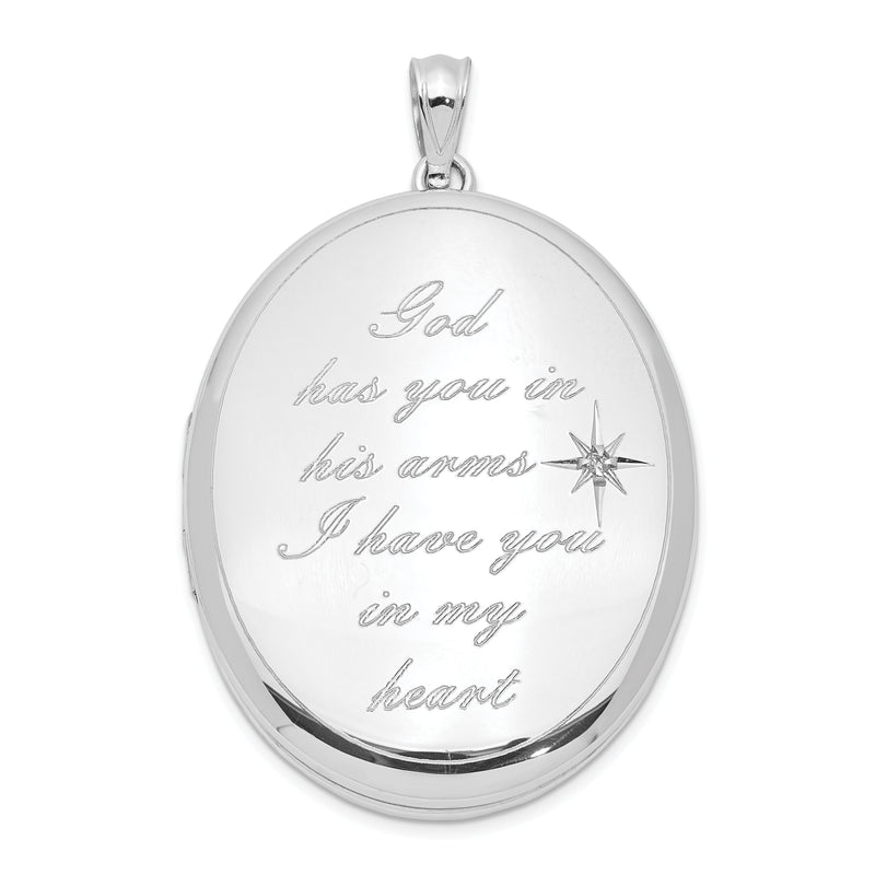 Sterlingsilber Rhodiniert God Has. Diamant Ash Halter Oval Medaillon