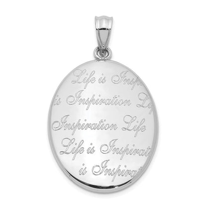Sterlingsilber Rhodiniert Poliert Leben Is Inspiration Oval Offen Medaillon