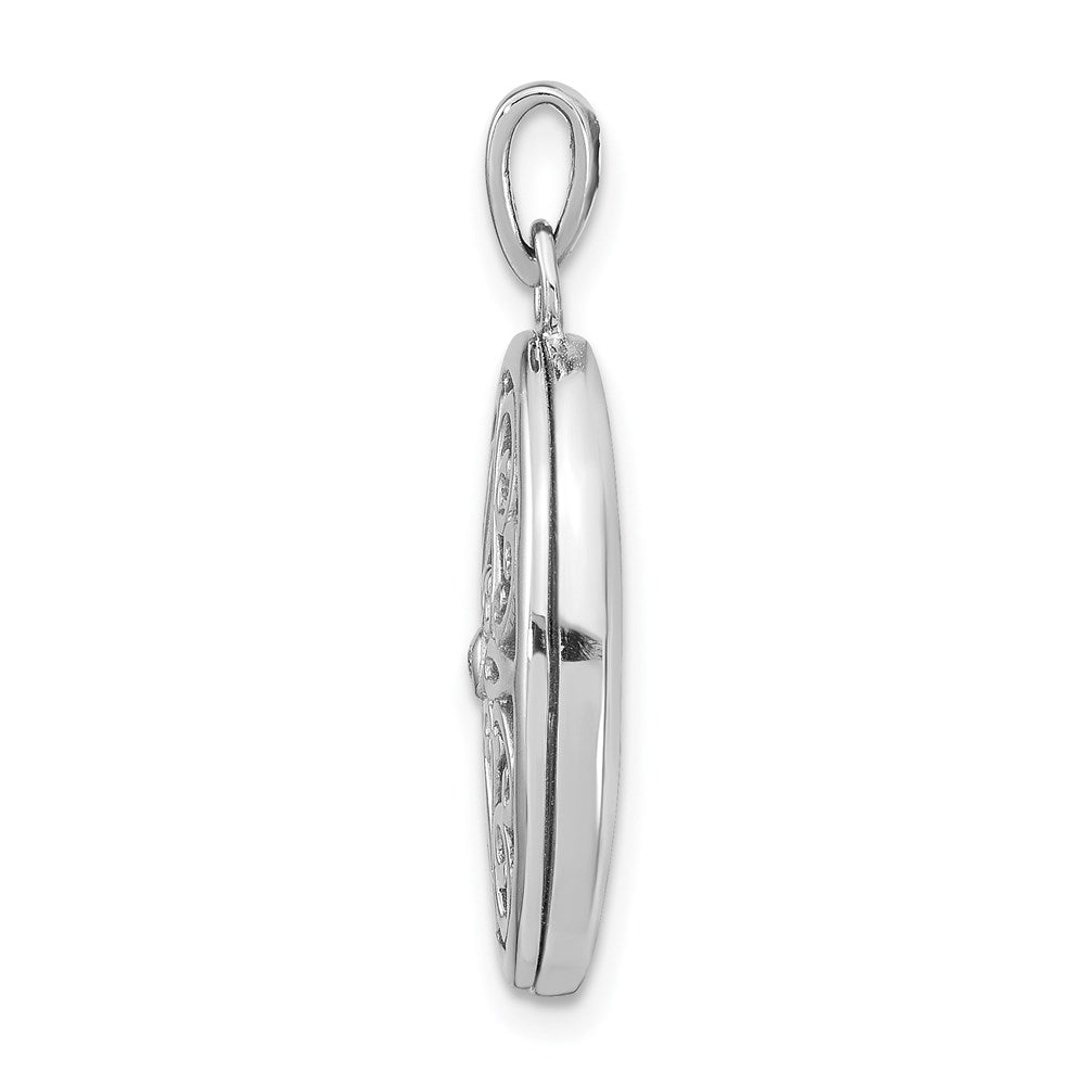 Sterlingsilber Rhodiniert Diamant Akzente Filigran Oval 22mm Medaillon