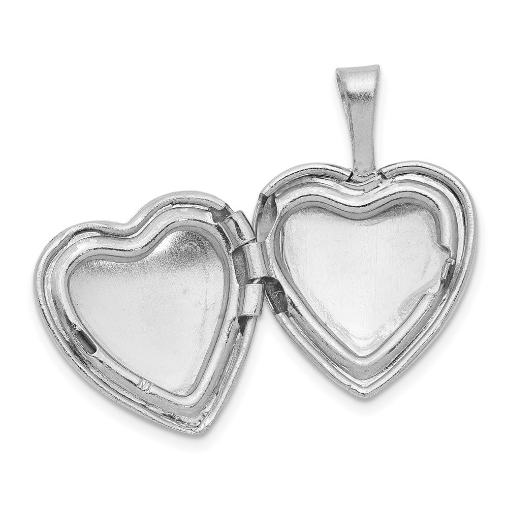 Sterlingsilber Rhodiniert & Goldfarben Satiniert Diamantiert Kreuz Herz Medaillon