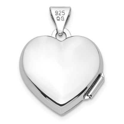 Sterlingsilber Rhodiniert Diamant 18 Hängend 15mm Herz Medaillon
