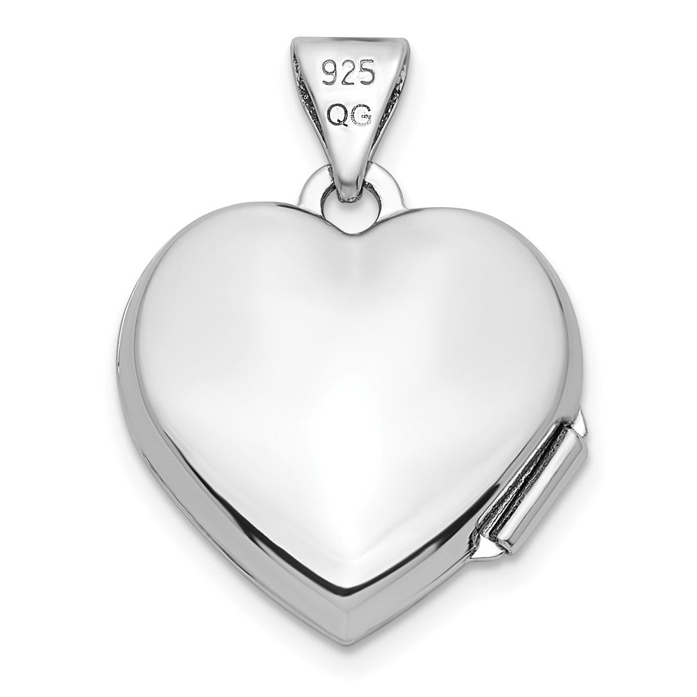 Sterlingsilber Rhodiniert Diamant 21 Hängend 15mm Herz Medaillon