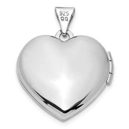 Sterlingsilber Rhodiniert Diamant Rose Rhodium Herzen 18mm Medaillon