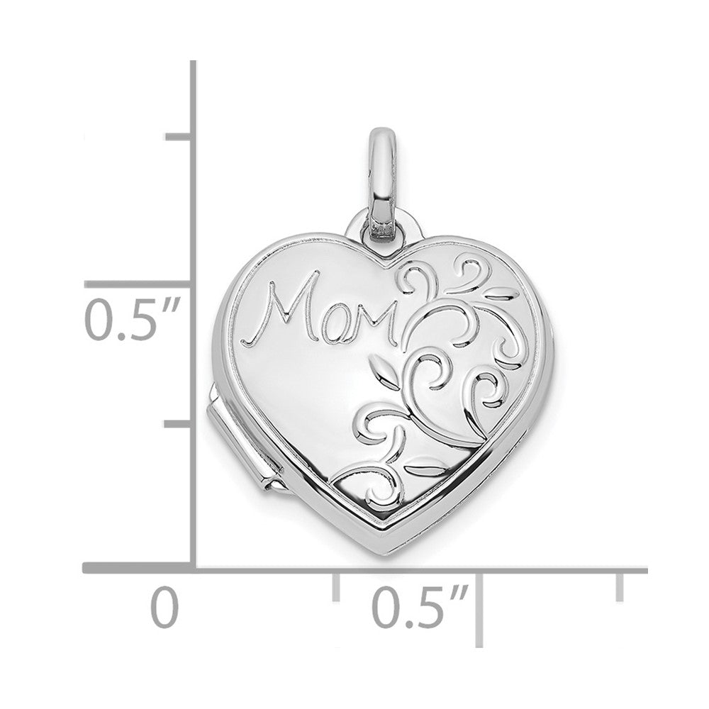 Sterlingsilber Rhodiniert Mama 15mm Herz Medaillon