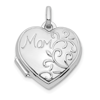 Sterlingsilber Rhodiniert Mama 15mm Herz Medaillon