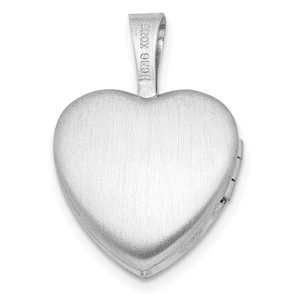 Sterlingsilber Rhodiniert Diamantiert Emailliert Blumen Kreuz 12mm Herz Medaillon