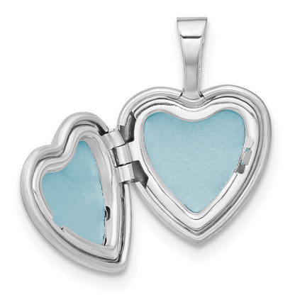 Sterlingsilber Rhodiniert Diamantiert Emailliert Blumen Kreuz 12mm Herz Medaillon