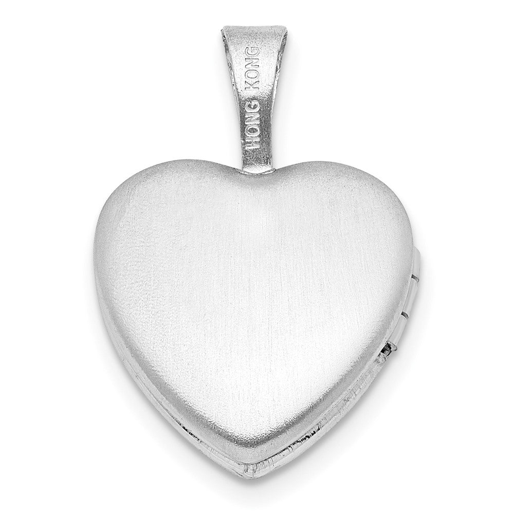 Sterlingsilber Rhodiniert Poliert Kreuz 12mm Herz Medaillon