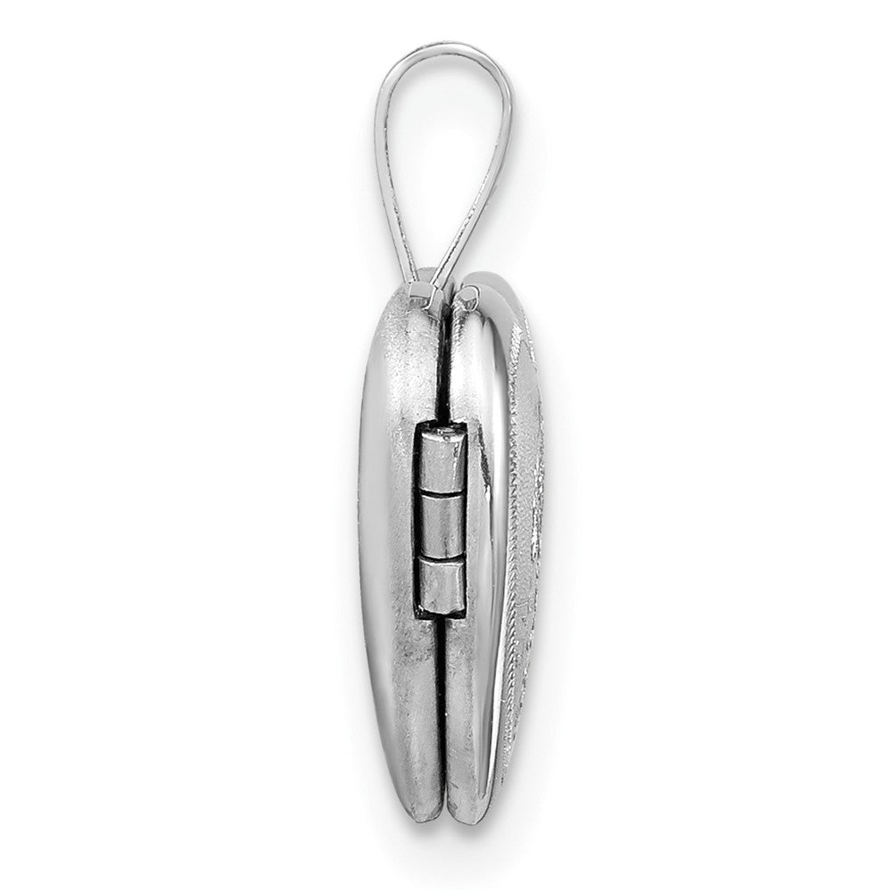 Sterlingsilber Rhodiniert Satiniert St. Christopher 12mm Herz Medaillon