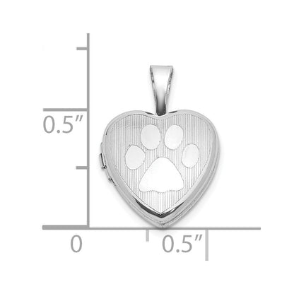 Sterlingsilber Rhodiniert Strukturiert Paw Druck 12mm Herz Medaillon