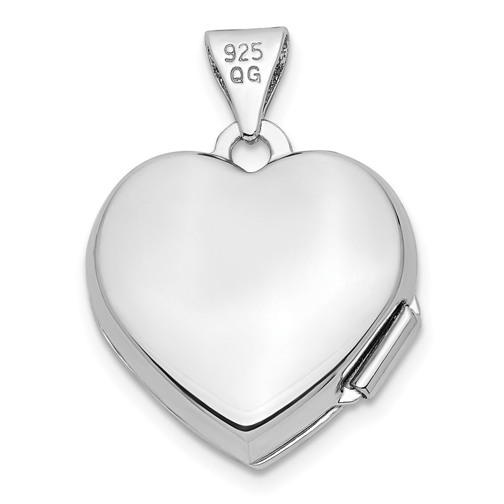 Sterlingsilber Rhodiniert Doppelt Herzen 15mm Herz Medaillon