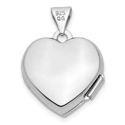 Sterlingsilber Rhodiniert Doppelt Herzen 15mm Herz Medaillon