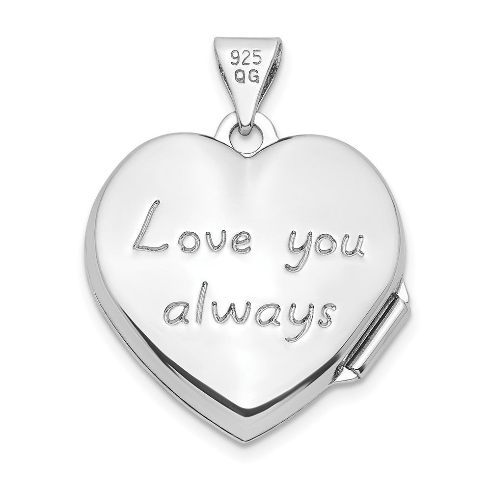 Sterlingsilber Rhodiniert Swirled Liebe You Immer 18mm Herz Medaillon