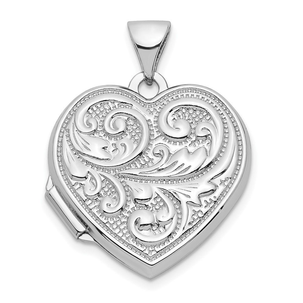 Sterlingsilber Rhodiniert Swirled Liebe You Immer 18mm Herz Medaillon