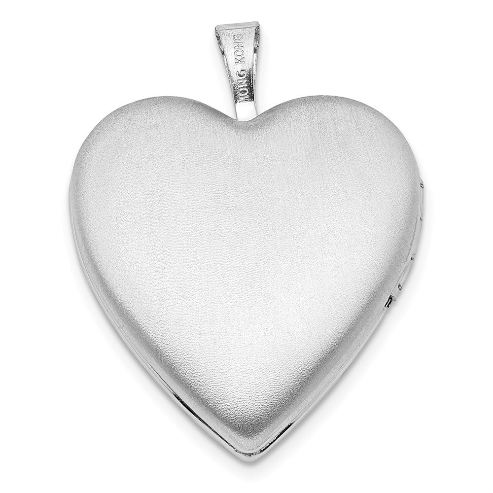Sterlingsilber Rhodiniert Poliert Herzen Rand 20mm Herz Medaillon