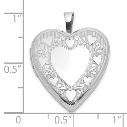 Sterlingsilber Rhodiniert Poliert Herzen Rand 20mm Herz Medaillon
