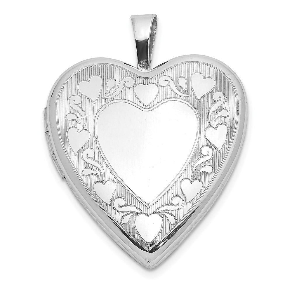 Sterlingsilber Rhodiniert Poliert Herzen Rand 20mm Herz Medaillon