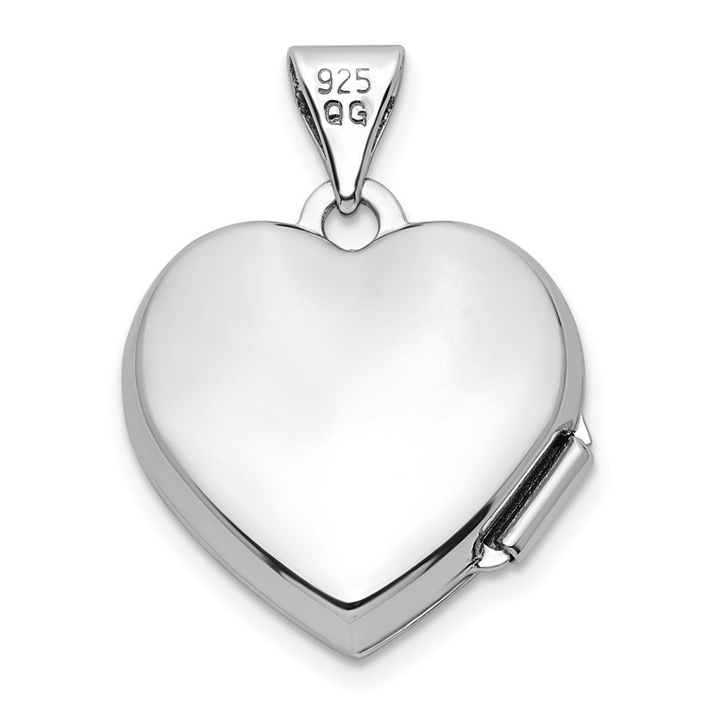 Sterlingsilber Rhodiniert Zirkonia 15mm Herz Medaillon