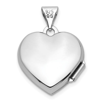 Sterlingsilber Rhodiniert Zirkonia 15mm Herz Medaillon