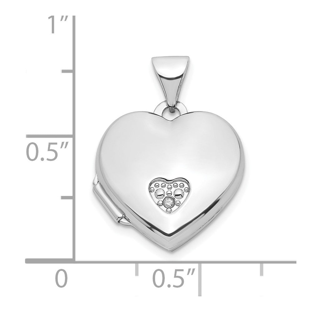 Sterlingsilber Rhodiniert Zirkonia 15mm Herz Medaillon