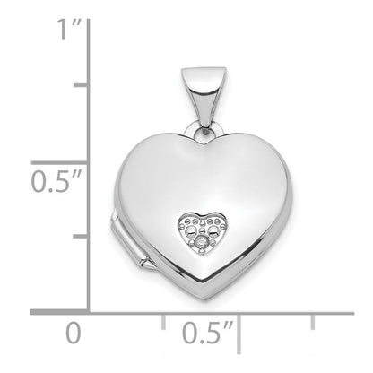 Sterlingsilber Rhodiniert Zirkonia 15mm Herz Medaillon