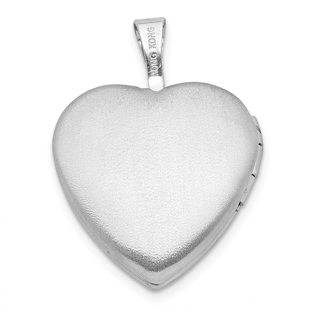 Sterlingsilber Rhodiniert Satiniert für Immer in My Herz 16mm Medaillon