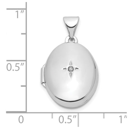 Sterlingsilber Rhodiniert Diamant 17mm Oval Medaillon