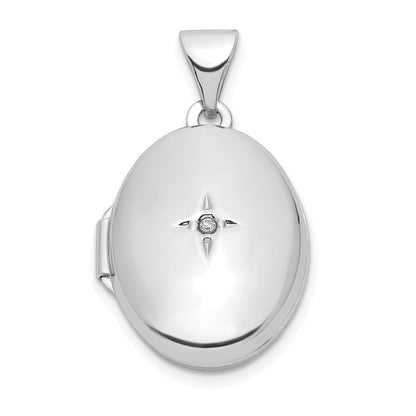 Sterlingsilber Rhodiniert Diamant 17mm Oval Medaillon