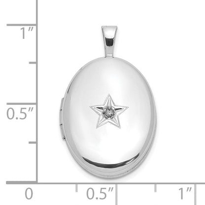 Sterlingsilber Rhodiniert Diamant Stern 19x15mm Oval Medaillon