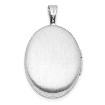 Sterlingsilber Rhodiniert Diamant Starburst 19x15mm Oval Medaillon