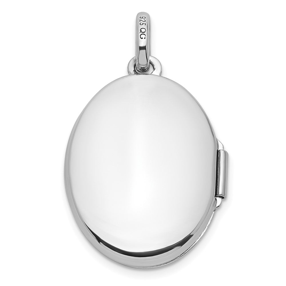 Sterlingsilber Rhodiniert Diamant Sterne 20mm Oval Medaillon
