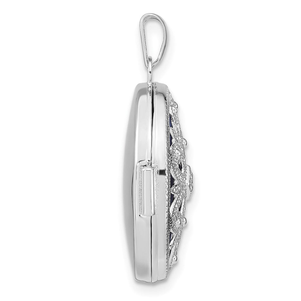 Sterlingsilber Rhodiniert Filigran Diamant 21mm Oval Medaillon