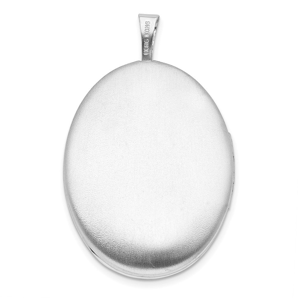 Sterlingsilber Rhodiniert Diamant Leaves 26x20mm Oval Medaillon