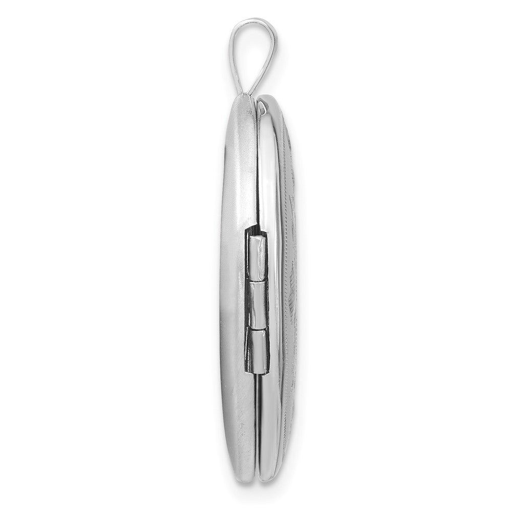Sterlingsilber Rhodiniert Satiniert Emaille Kleeblatt Rand 26x20mm Oval Medaillon